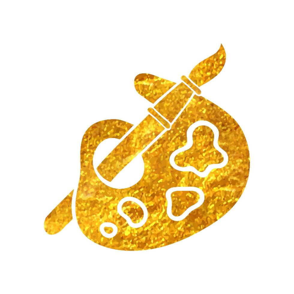 mano disegnato artista pittura tavolozza icona nel oro Foglio struttura vettore illustrazione