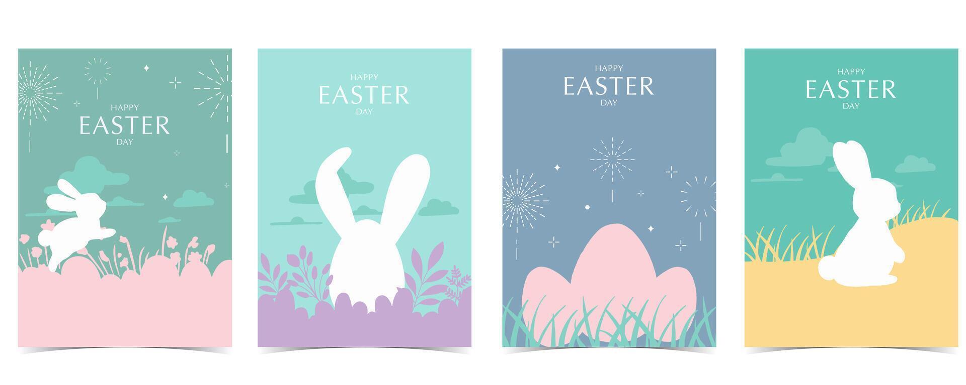 collezione di Pasqua sfondo impostato con coniglio e uovo nel silhouette stile modificabile vettore illustrazione per a4 verticale cartolina