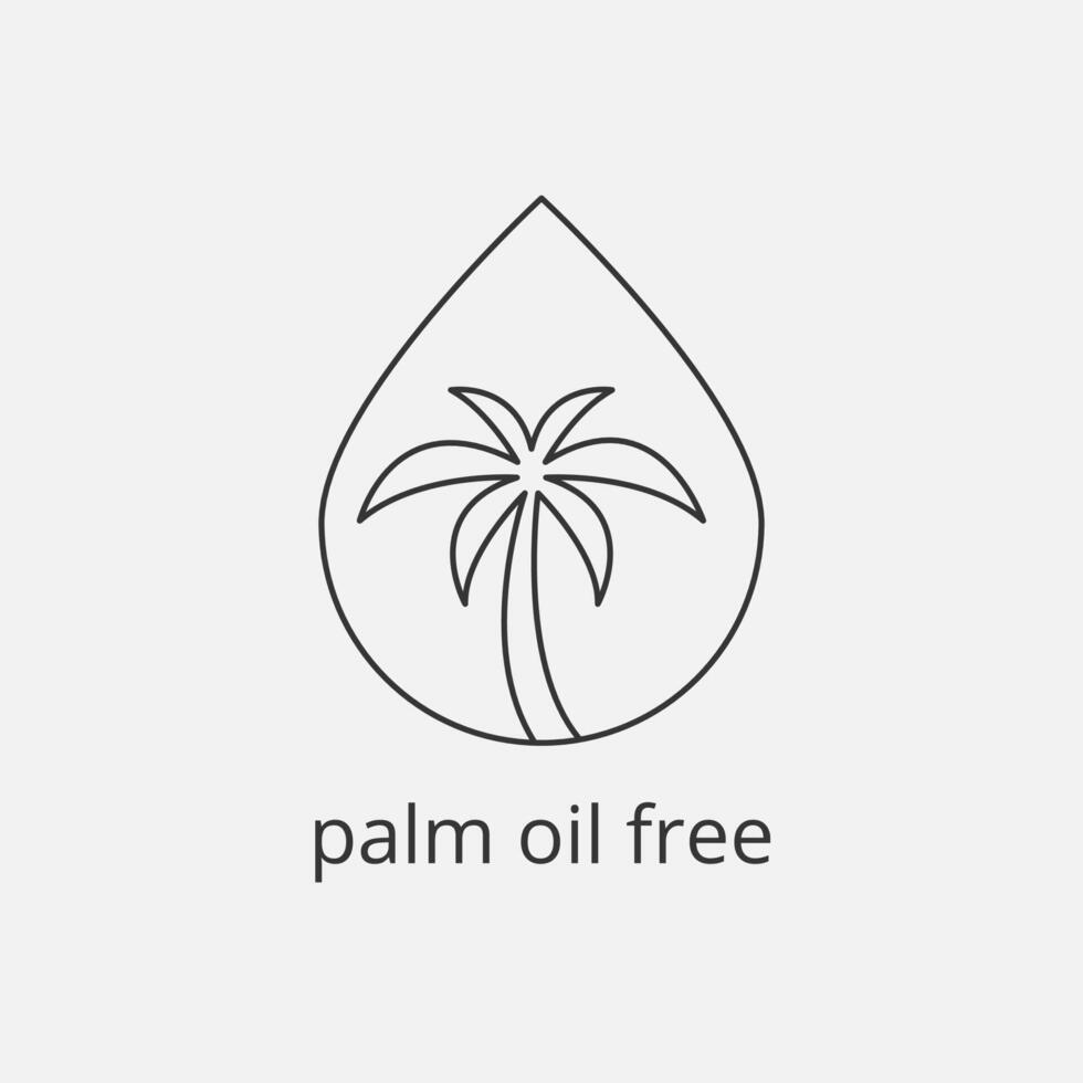 palma olio gratuito icona. no palma olio cartello. marcatura per non disponibilità di dannoso cibo ingrediente. vettore illustrtion