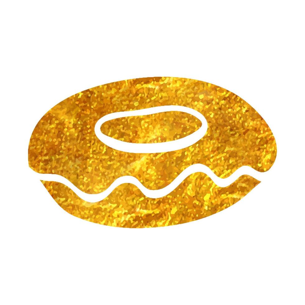 mano disegnato ciambella icona nel oro Foglio struttura vettore illustrazione