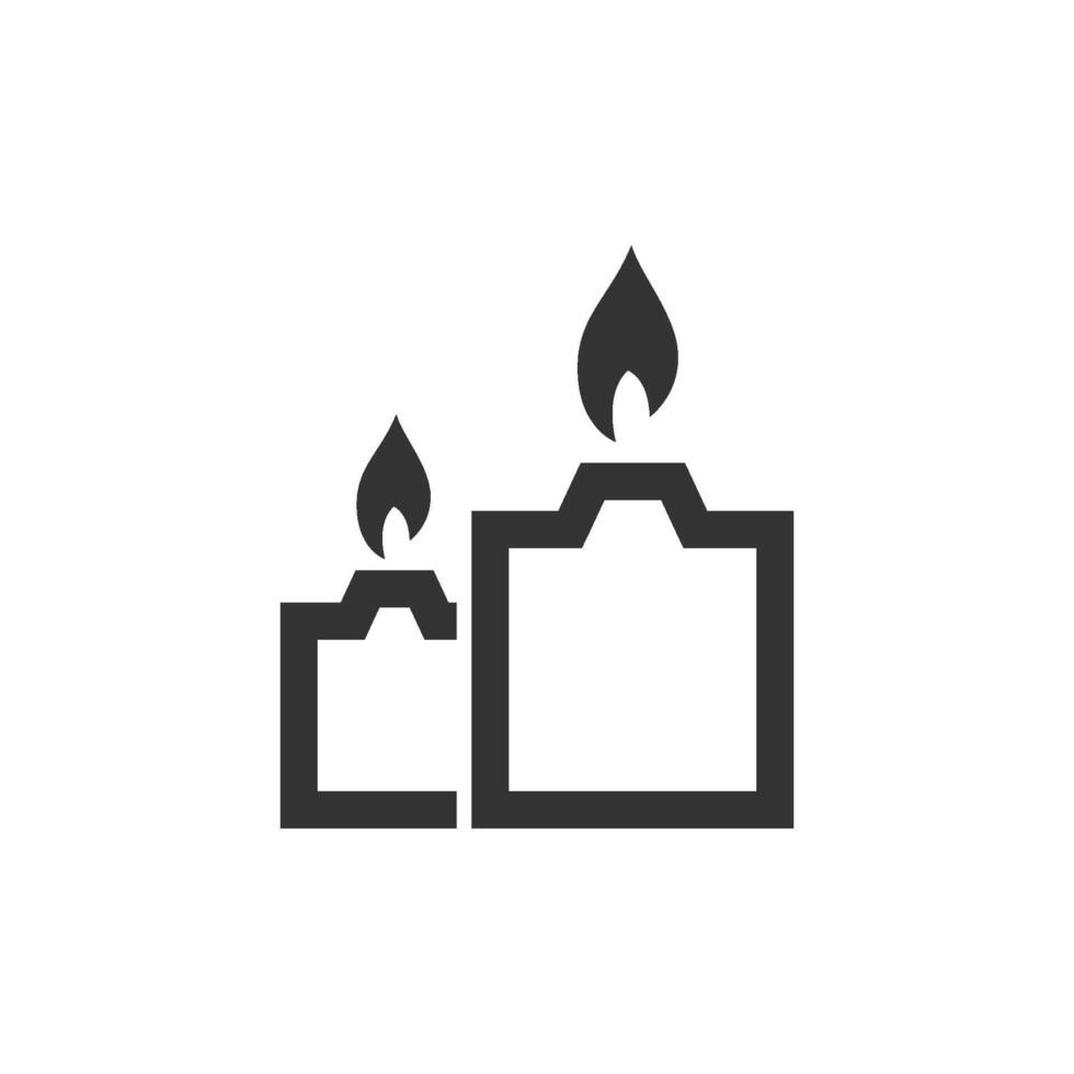 candele icona nel di spessore schema stile. nero e bianca monocromatico vettore illustrazione.