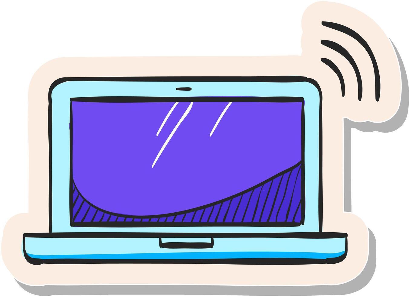 mano disegnato computer portatili icona nel etichetta stile vettore illustrazione