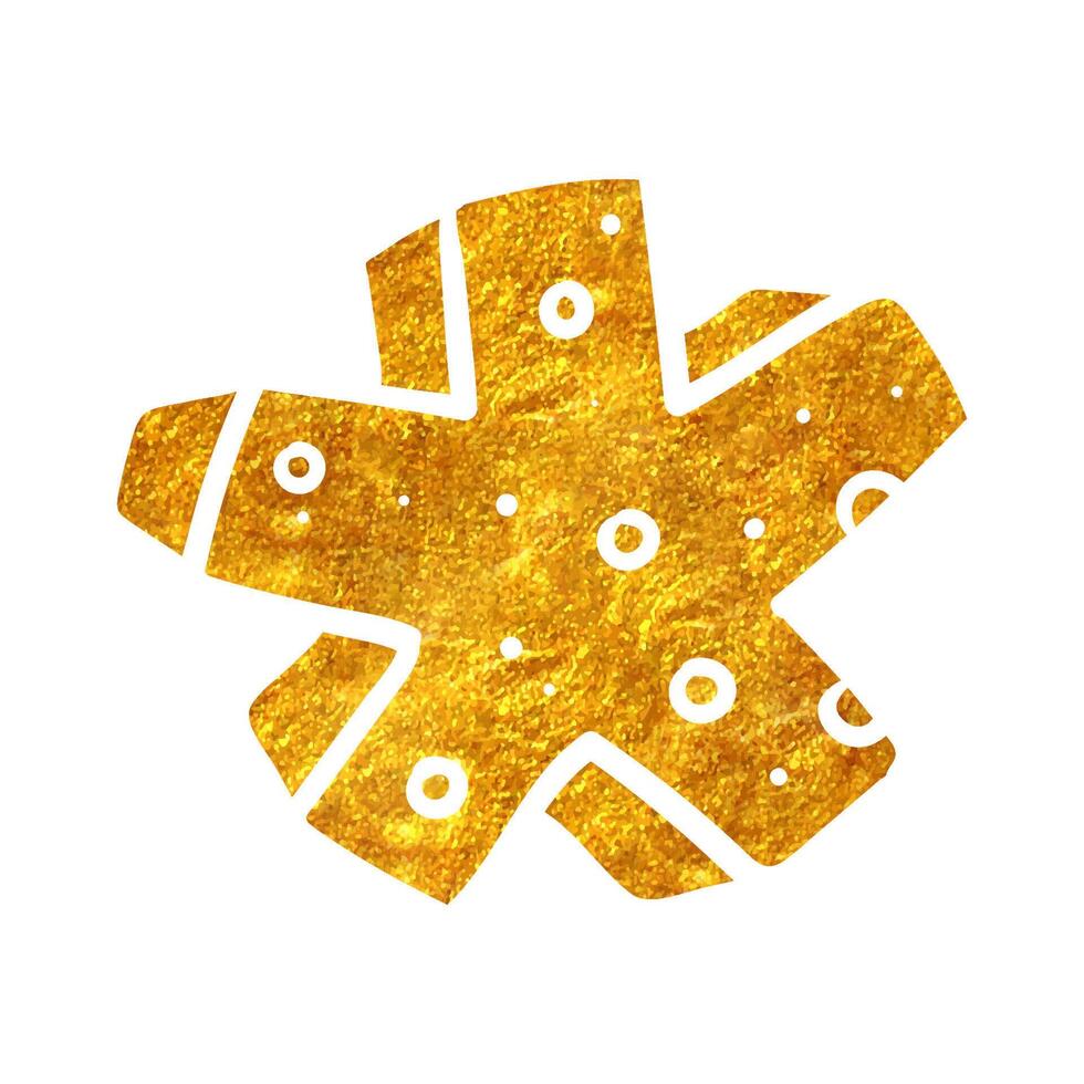 mano disegnato matematica simbolo asterisco icona nel oro Foglio struttura vettore illustrazione
