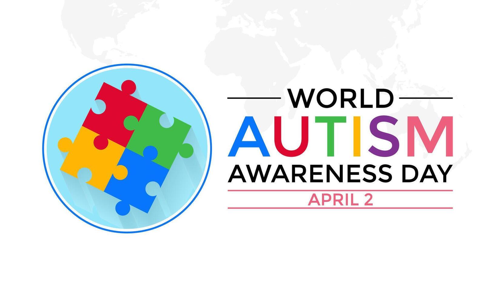 vettore illustrazione di mondo autismo consapevolezza giorno. mani Tenere sega puzzle cuore forma. saluto carta, bandiera manifesto, aviatore e sfondo design.
