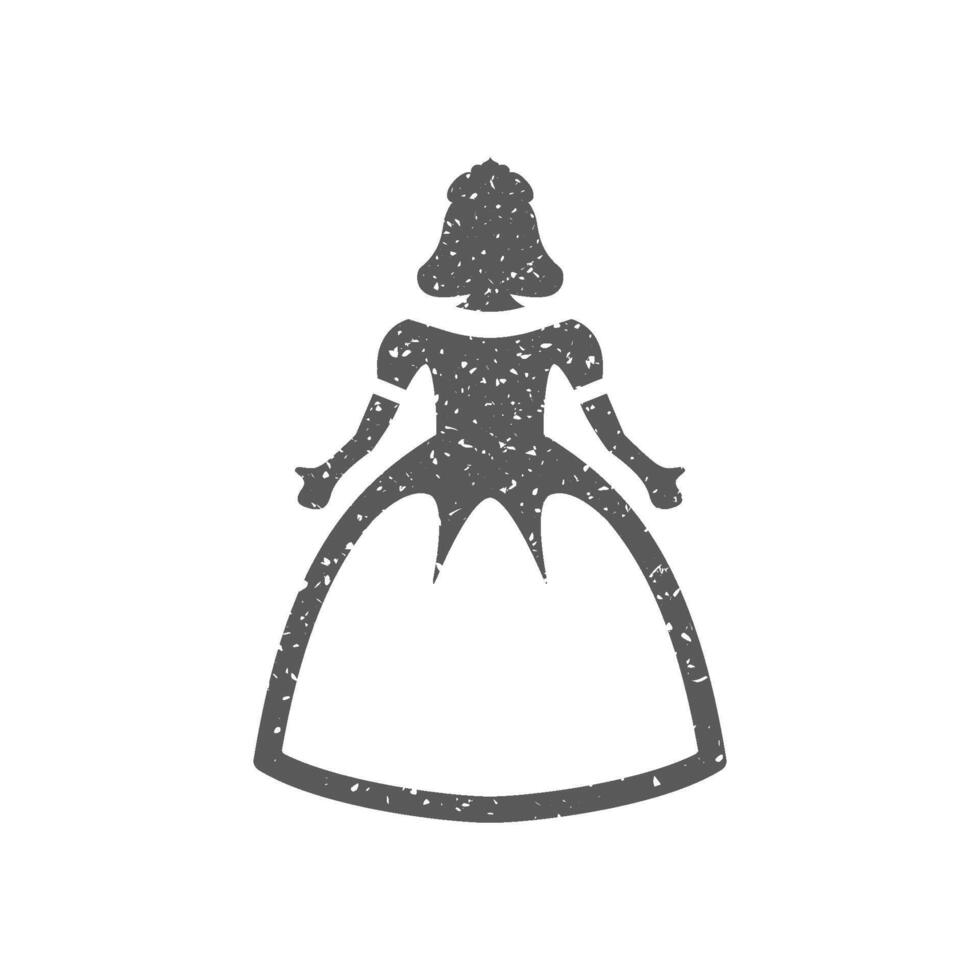 Bambola icona nel grunge struttura vettore illustrazione