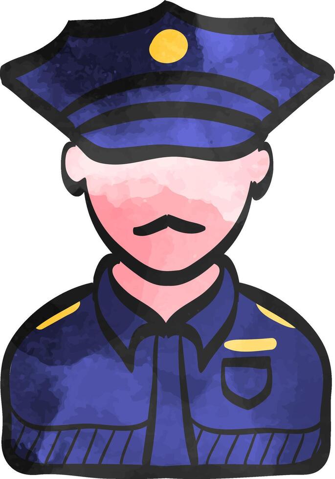 polizia avatar icona nel acquerello stile. vettore