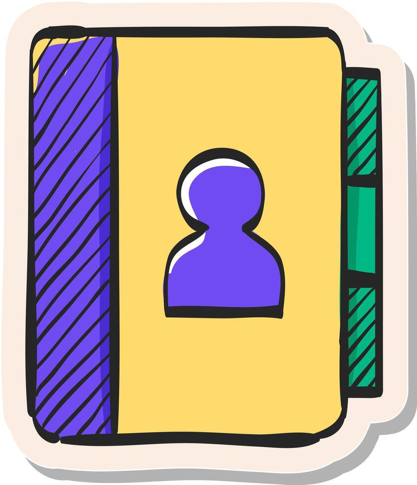 mano disegnato indirizzo libro icona nel etichetta stile vettore illustrazione