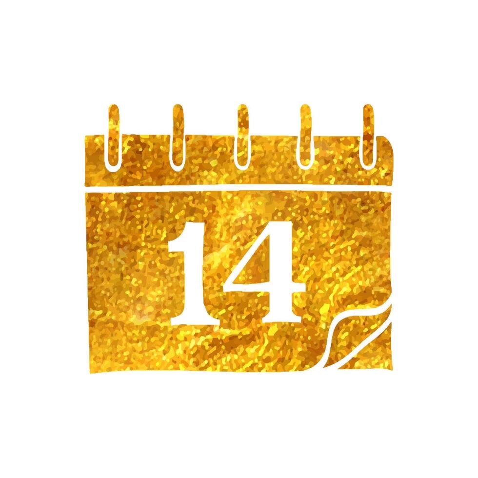 mano disegnato calendario icona nel oro Foglio struttura vettore illustrazione