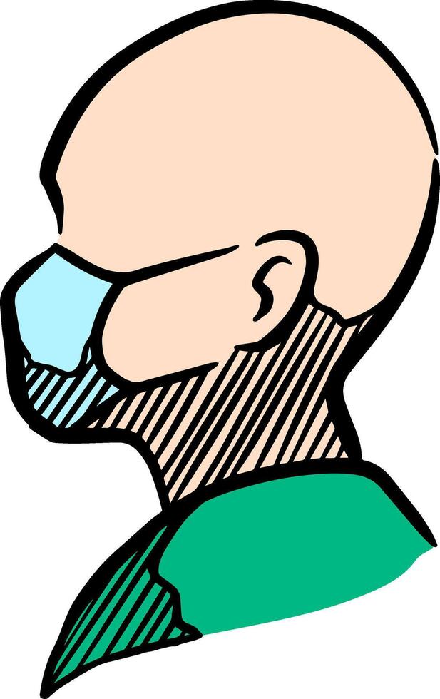 umano testa figura indossare medico viso maschera colore vettore illustrazione