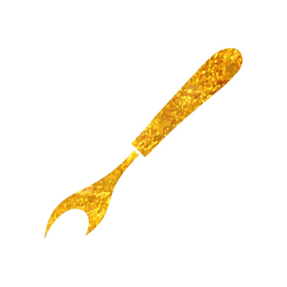 mano disegnato cucitura squartatore icona nel oro Foglio struttura vettore illustrazione