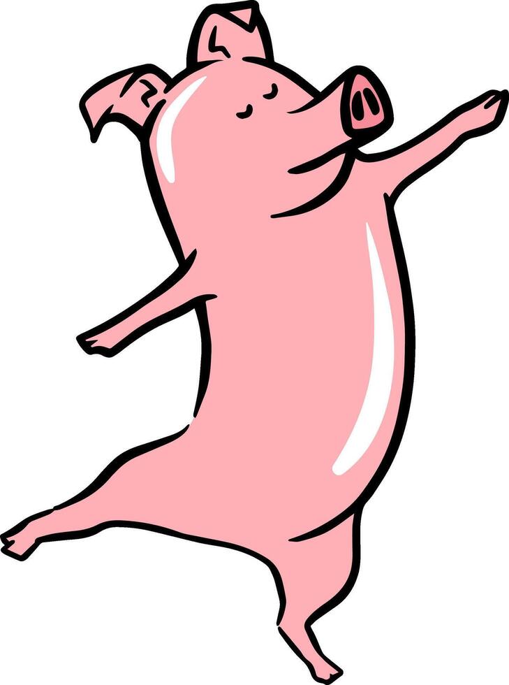 mano disegnato danza maiale colore vettore illustrazione