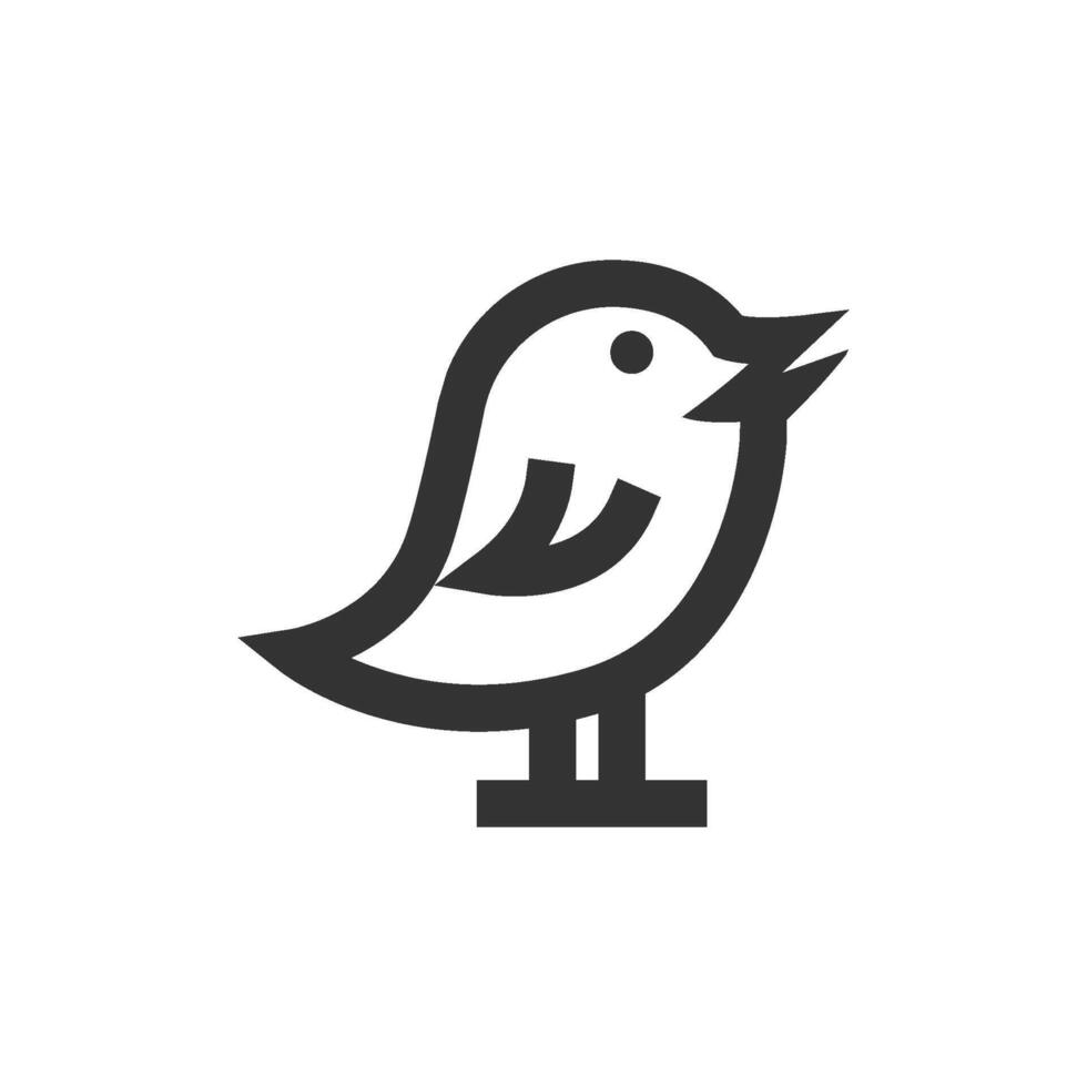 uccello icona nel di spessore schema stile. nero e bianca monocromatico vettore illustrazione.