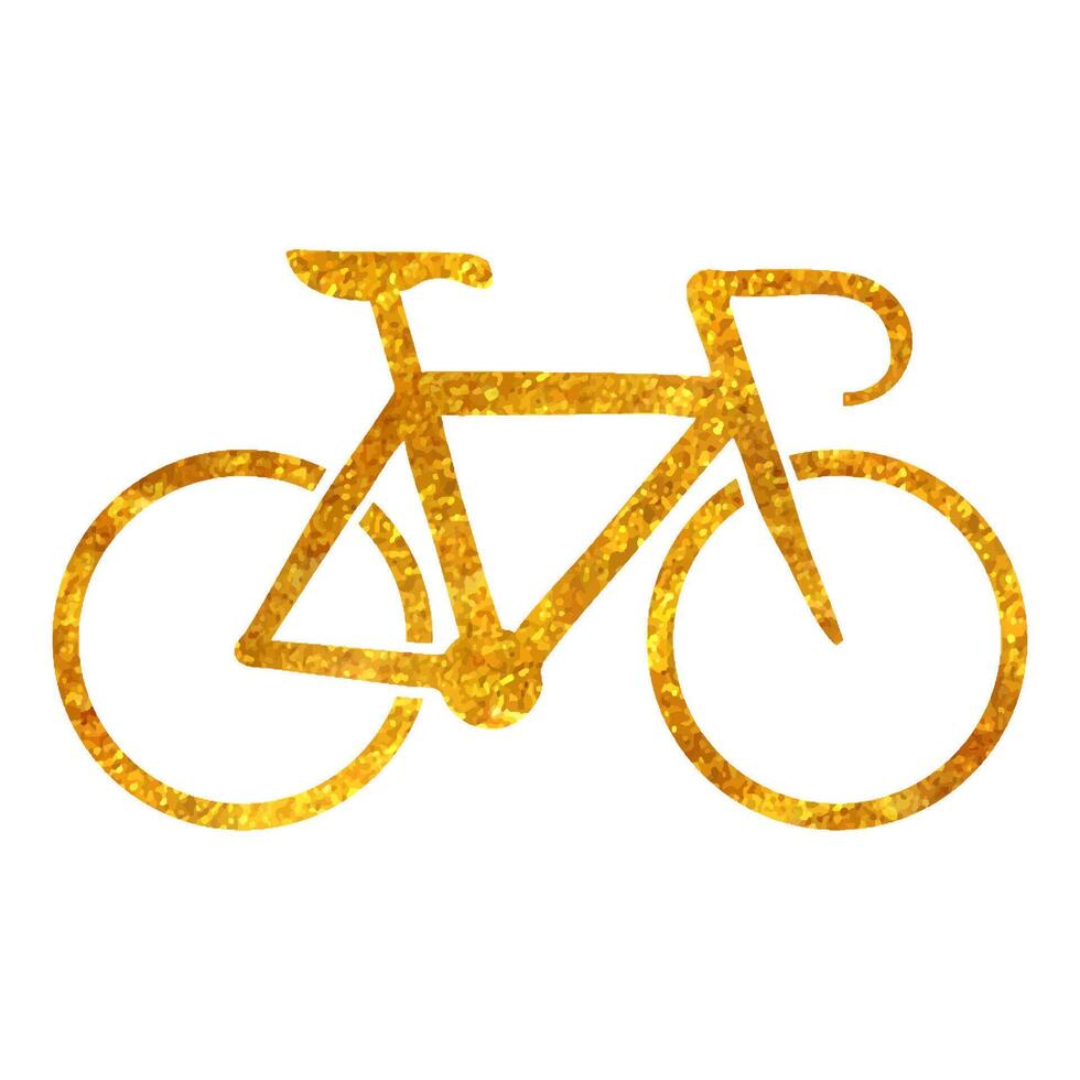 mano disegnato strada bicicletta icona nel oro Foglio struttura vettore illustrazione