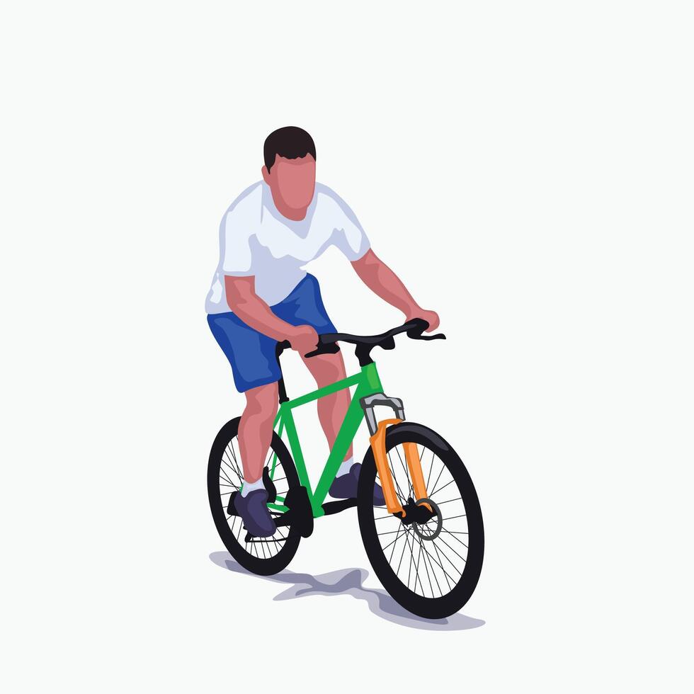 uomo su bicicletta isolato vettore
