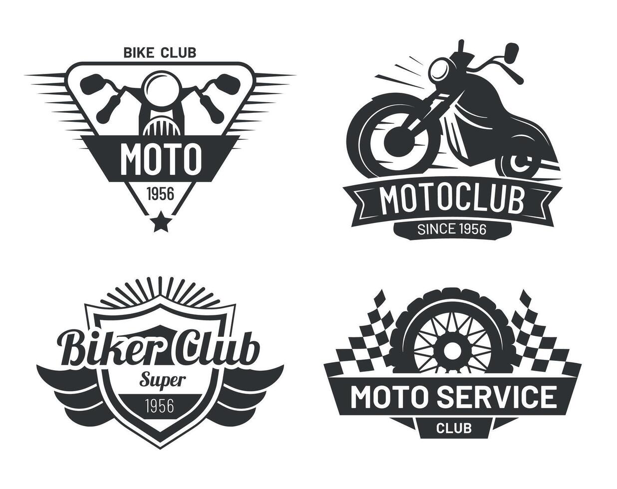 motociclo badge di collezione, moto motociclista club vettore