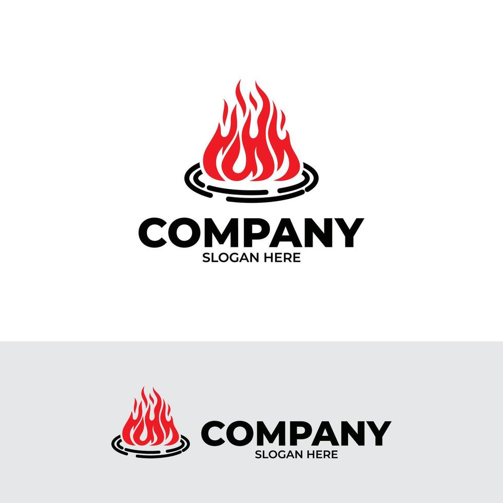 silhouette di fuoco fiamma logo design modello vettore