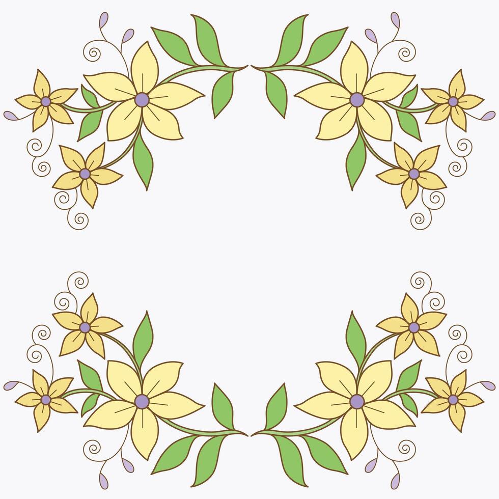 giallo beige fiore ghirlanda telaio, fiore preparativi illustrazione vettore