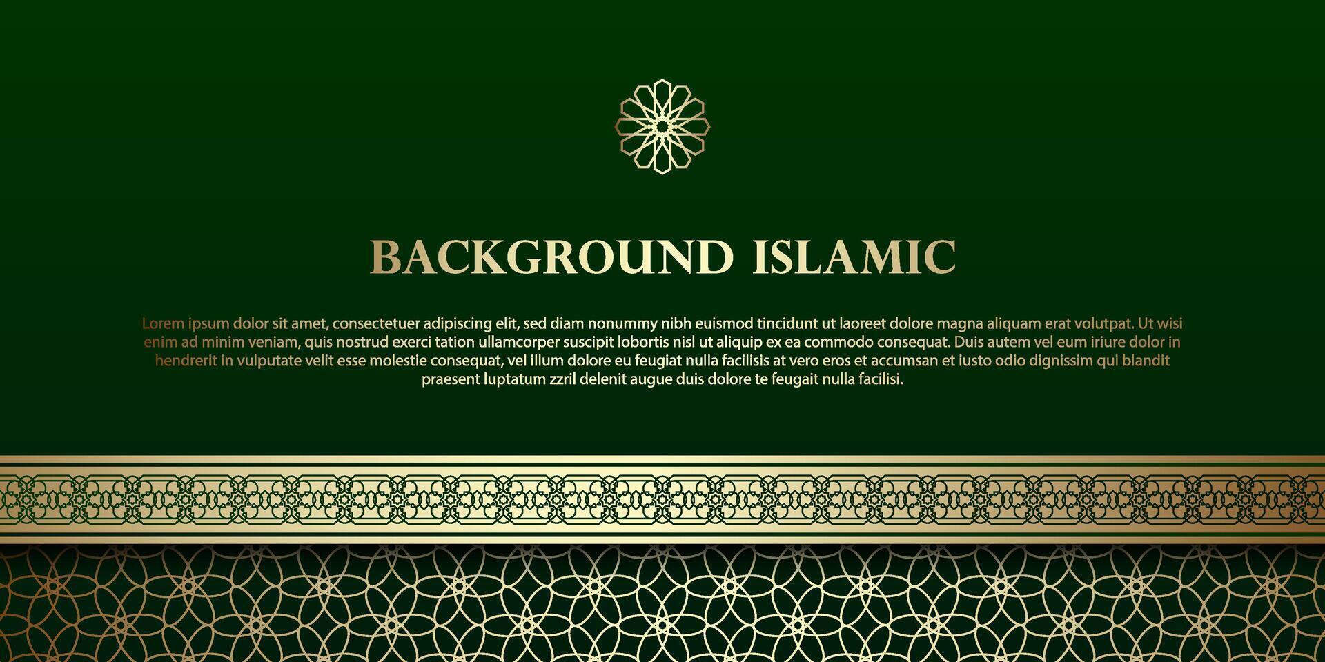 islamico o Arabo sfondo. lusso oro e verde modello colore. addizionale elementi di islamico tema design vettore
