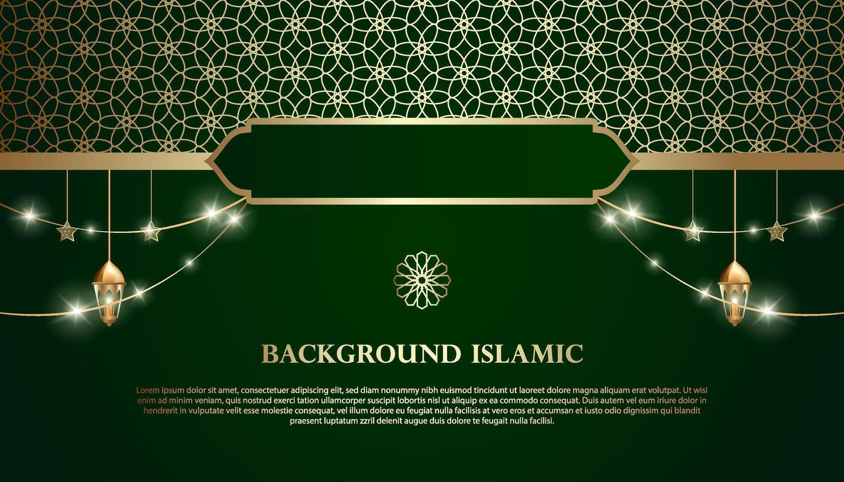 islamico o Arabo sfondo. lusso oro e verde modello colore. addizionale elementi di islamico tema design vettore