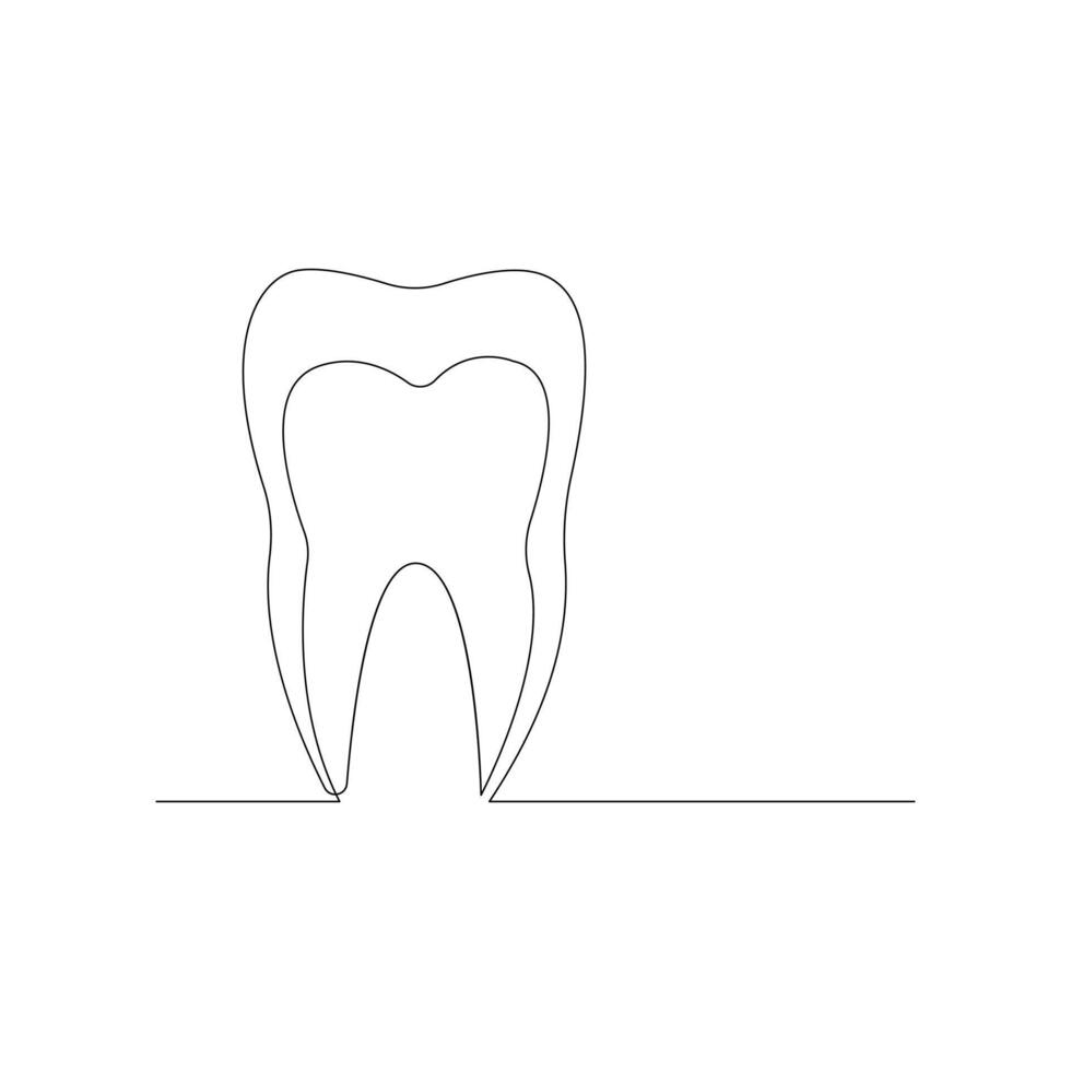 vettore continuo uno linea disegno di dente migliore uso per logo bandiera illustrazione dentista stomatologia medico concetto