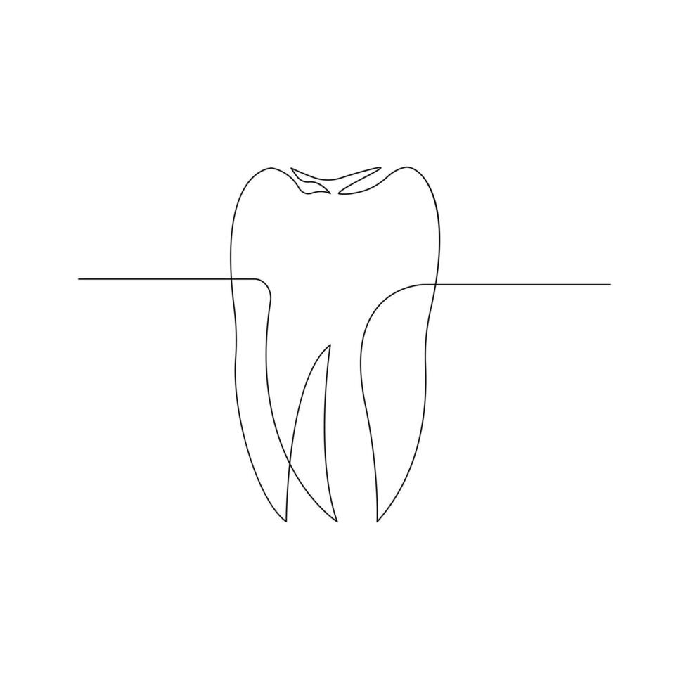 vettore continuo uno linea disegno di dente migliore uso per logo bandiera illustrazione dentista stomatologia medico concetto