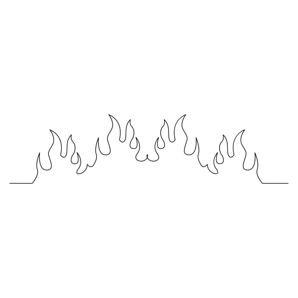 vettore continuo singolo linea disegno di fuoco su bianca sfondo illustrazione e minimo