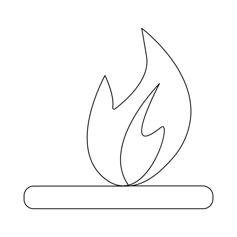 vettore continuo singolo linea disegno di fuoco su bianca sfondo illustrazione e minimo
