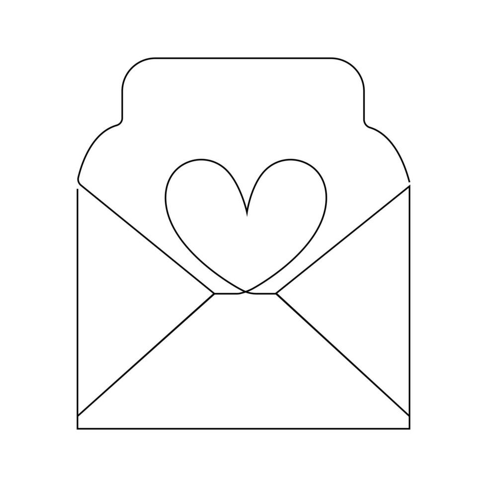 vettore uno linea postale carta sigillato su Busta con cuore proposta di amore e relazione