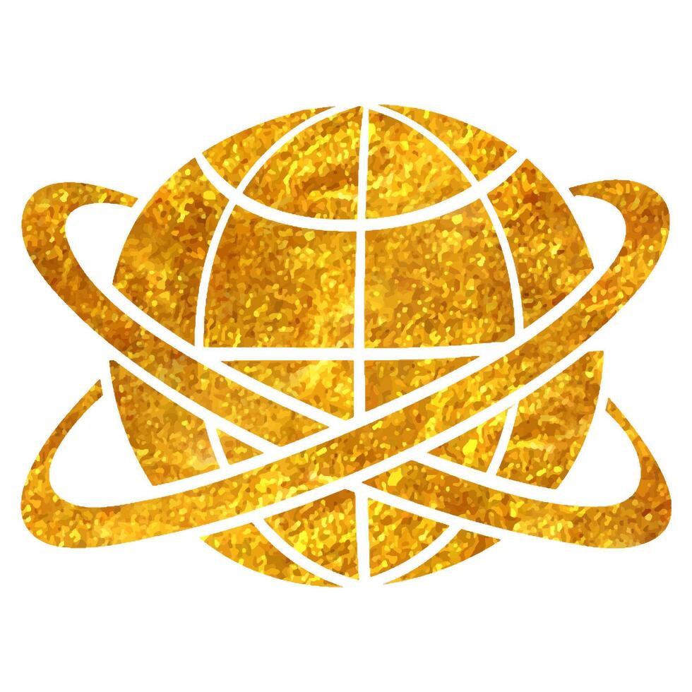 mano disegnato Rete icona nel oro Foglio struttura vettore illustrazione