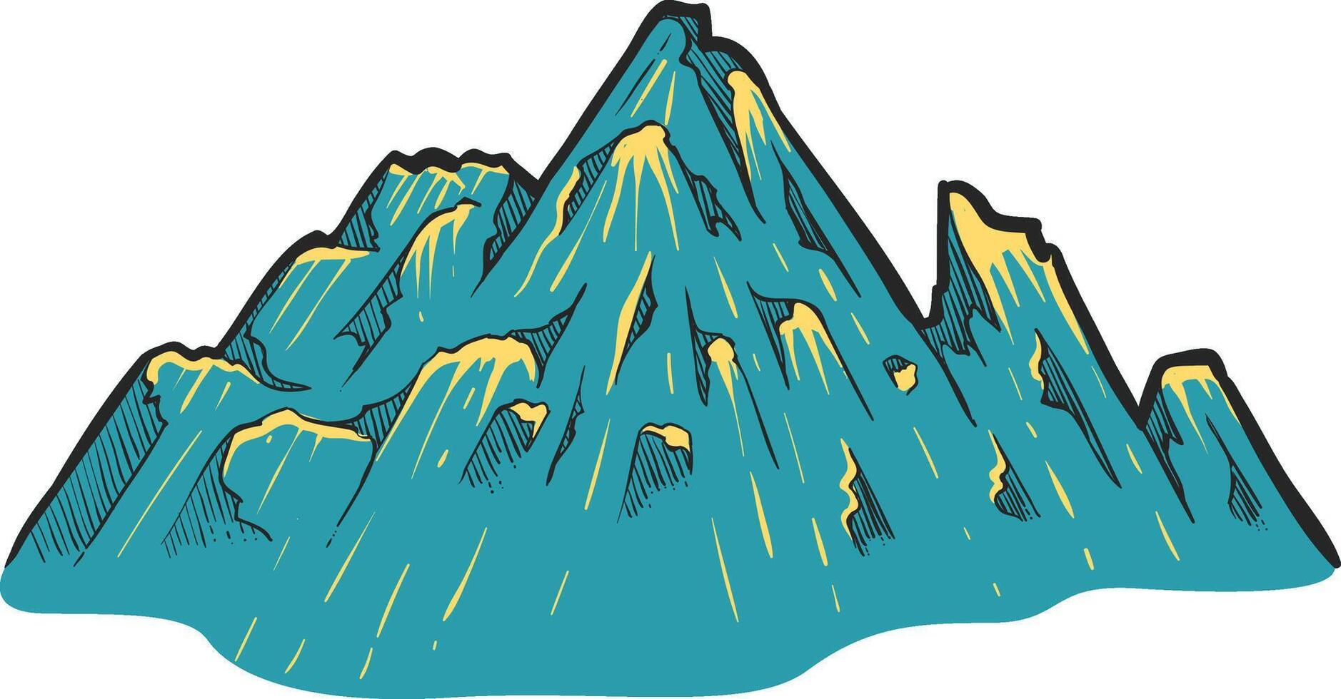 mano disegnato montagne colore vettore illustrazione