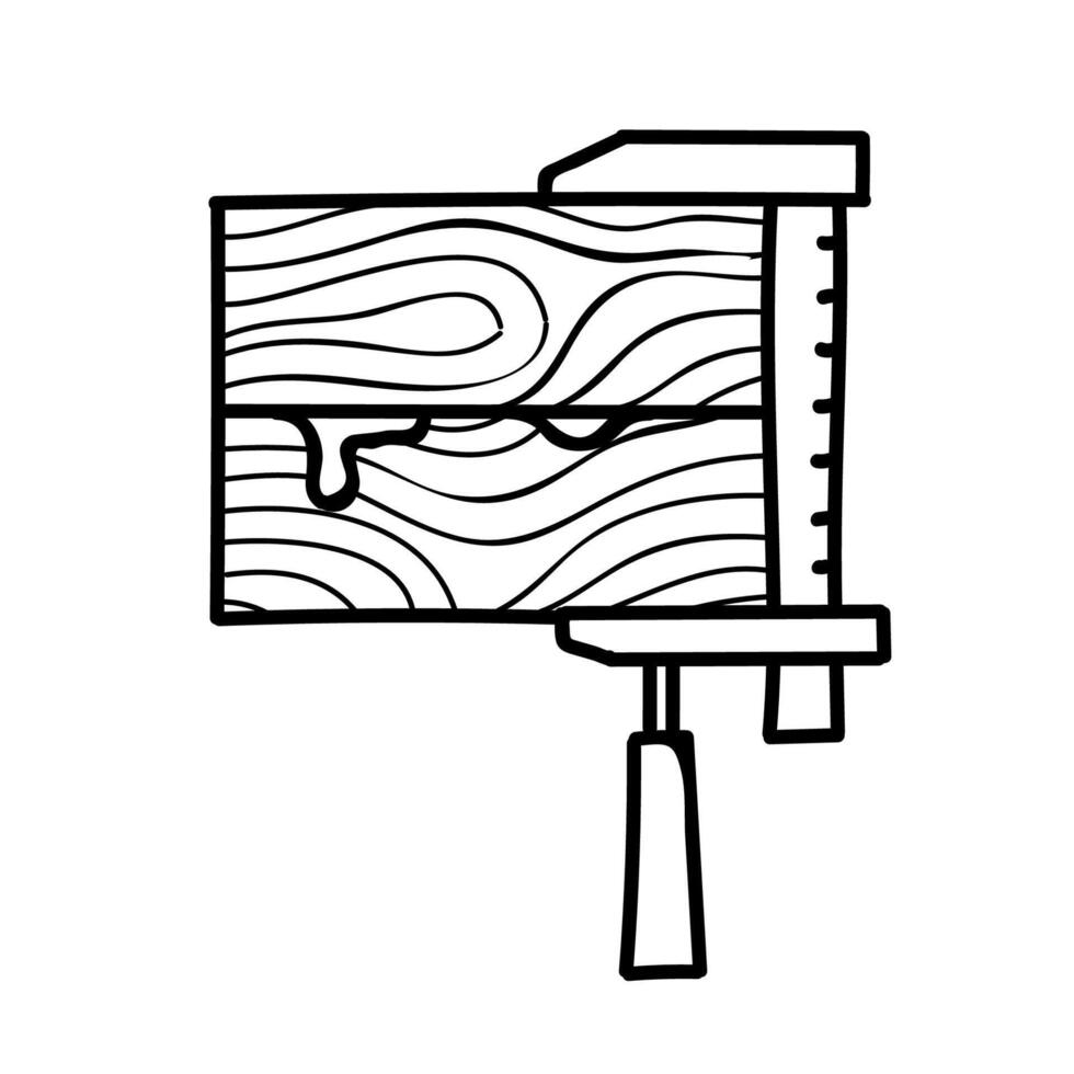 Due legna scarti incollato e premuto di MORSETTO. mano disegnato vettore illustrazione. modificabile linea ictus