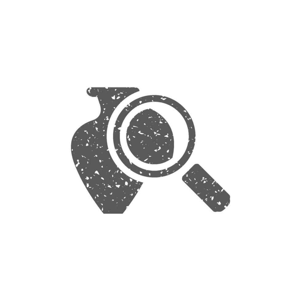 vaso e lente d'ingrandimento icona nel grunge struttura vettore illustrazione
