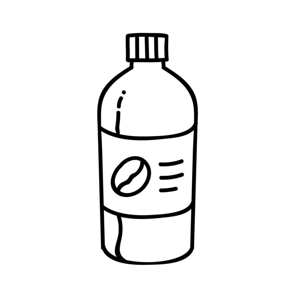 caffè bevanda plastica tazza con cannuccia icona. mano disegnato vettore illustrazione. modificabile linea ictus