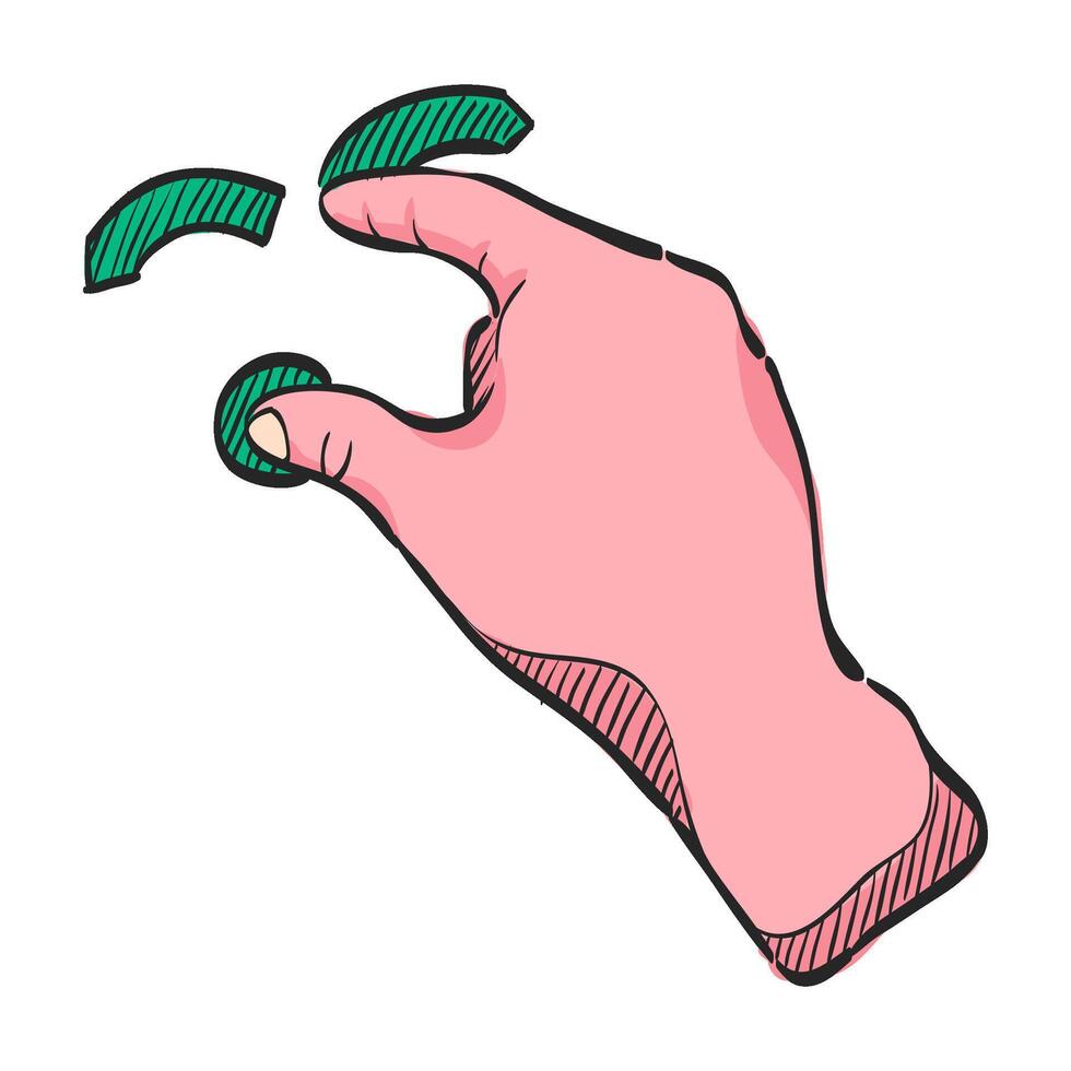 dito gesto icona nel mano disegnato colore vettore illustrazione