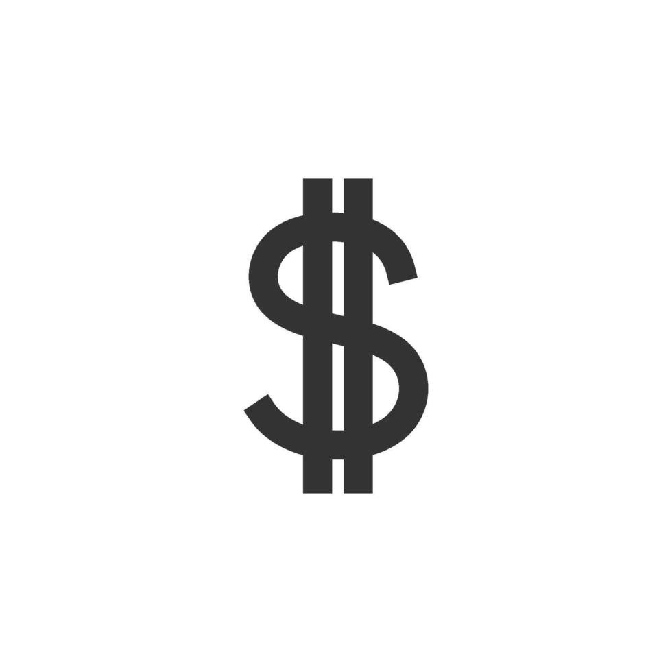 dollaro cartello icona nel di spessore schema stile. nero e bianca monocromatico vettore illustrazione.