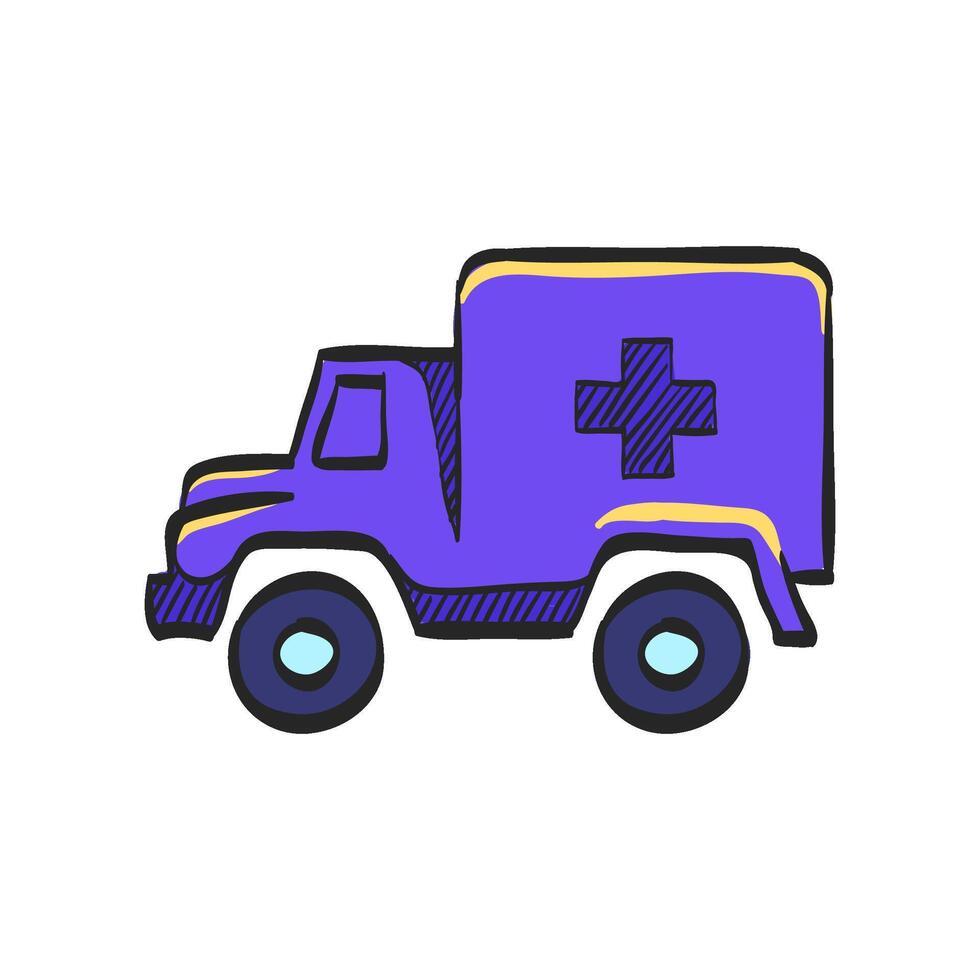 militare ambulanza icona nel mano disegnato colore vettore illustrazione