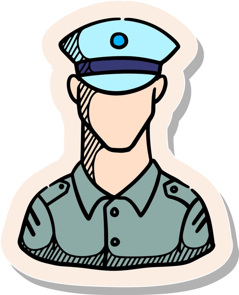 mano disegnato etichetta stile uomo nel uniforme icona vettore illustrazione