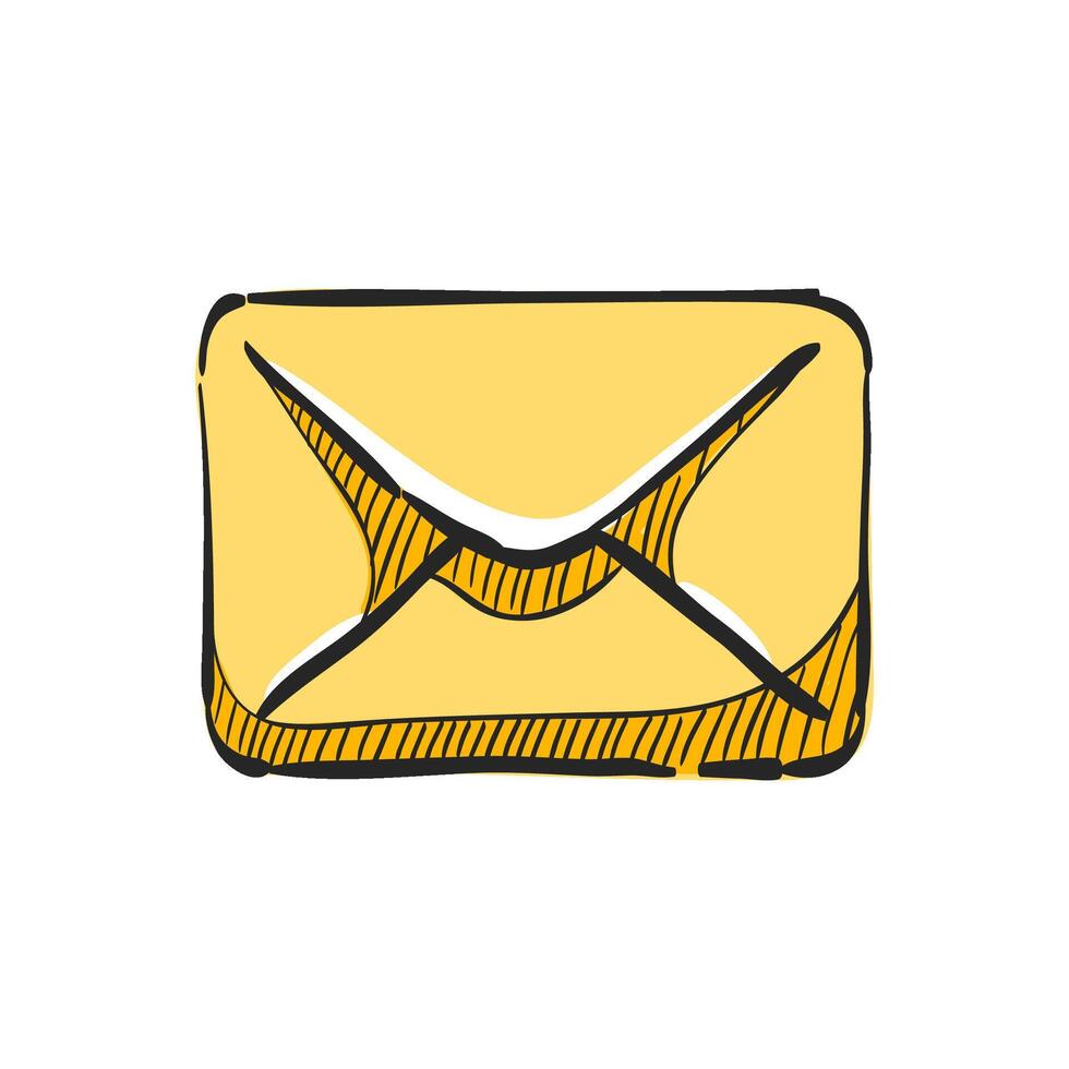 e-mail icona nel mano disegnato colore vettore illustrazione
