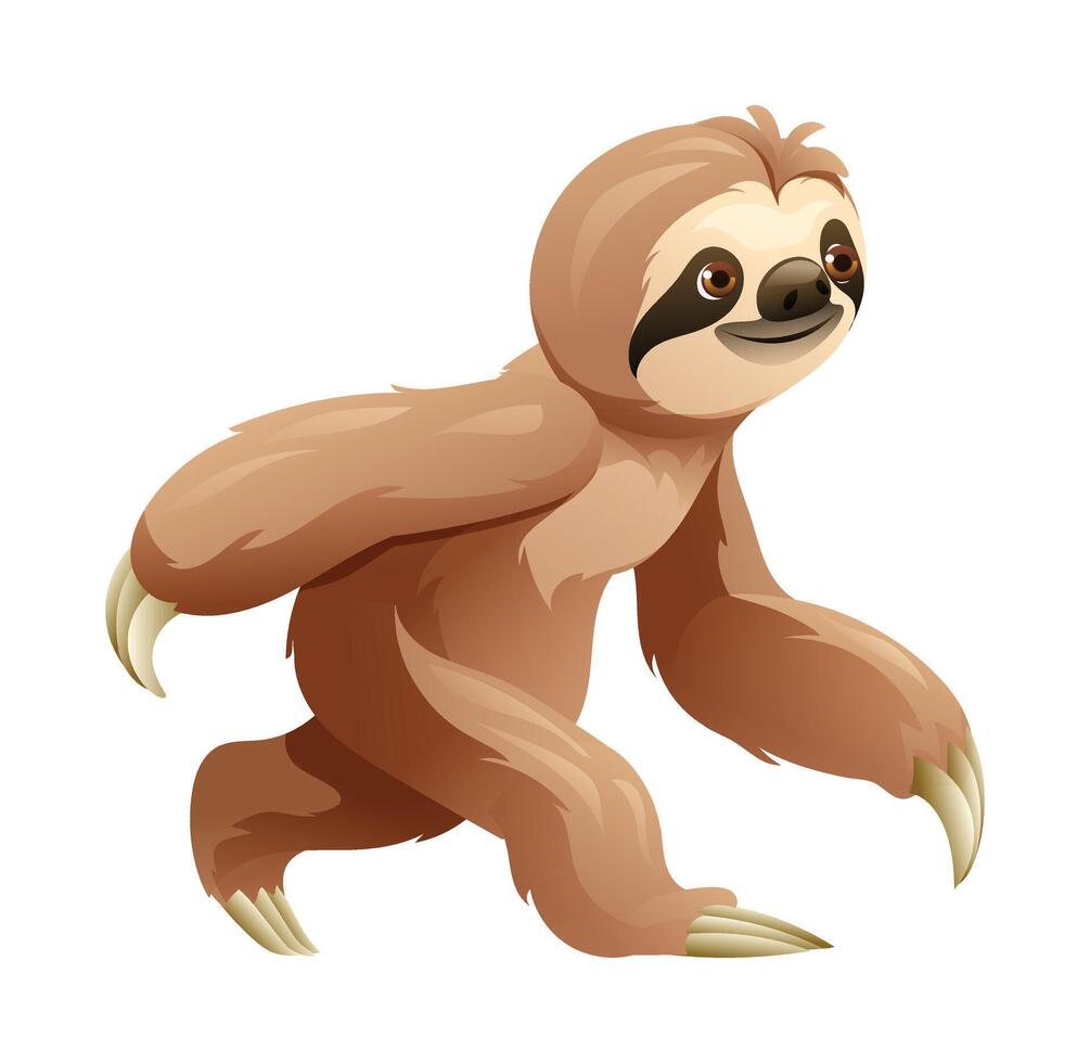 cartone animato bradipo a passeggio. vettore illustrazione isolato su bianca sfondo