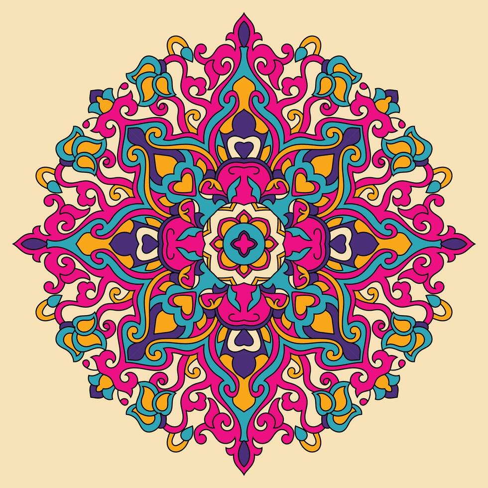 colorato floreale mandala sfondo. vettore mano disegnato scarabocchio arte. decorativo fiore. colorazione libro pagina. professionista vettore