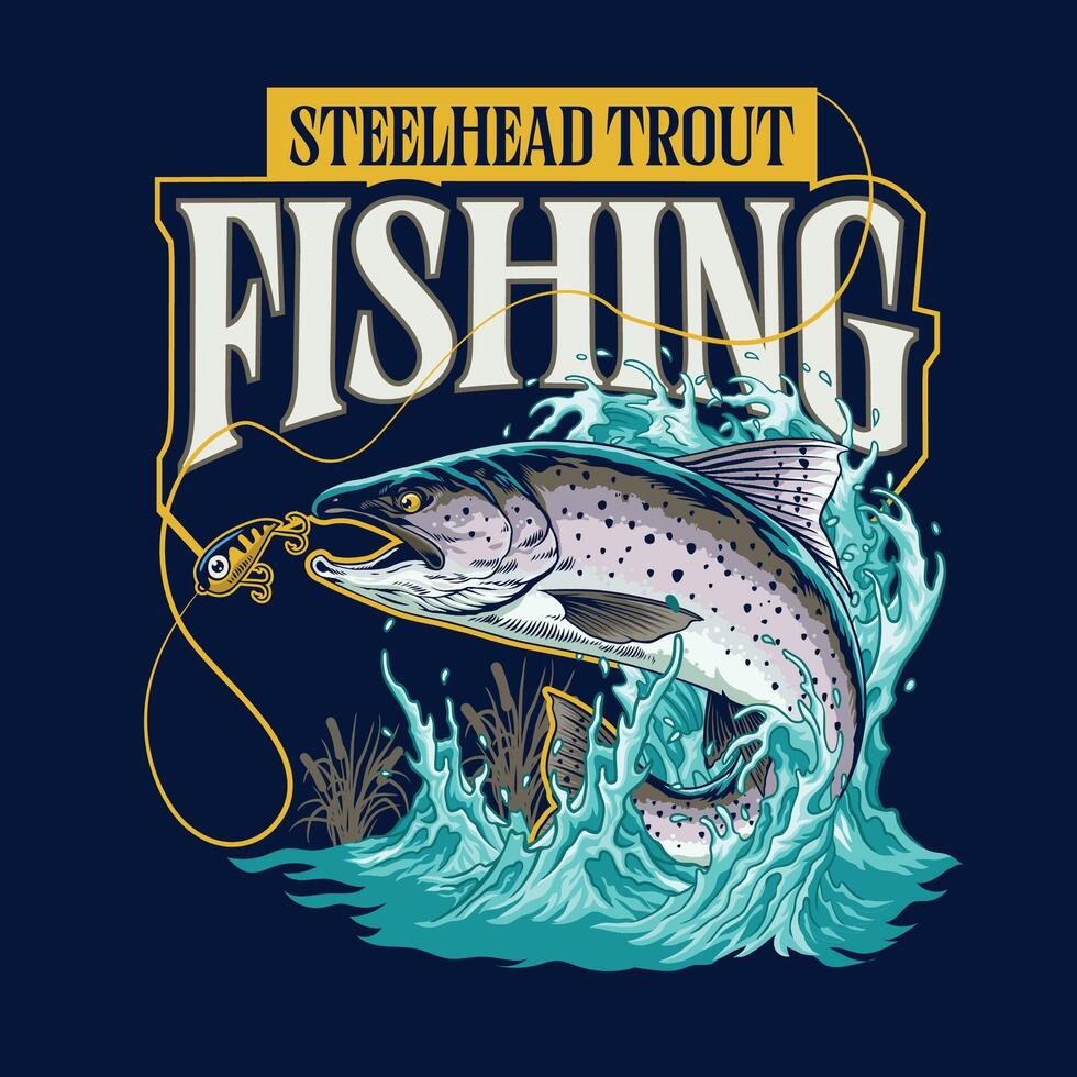 pesca Steelhead trota camicia design vettore