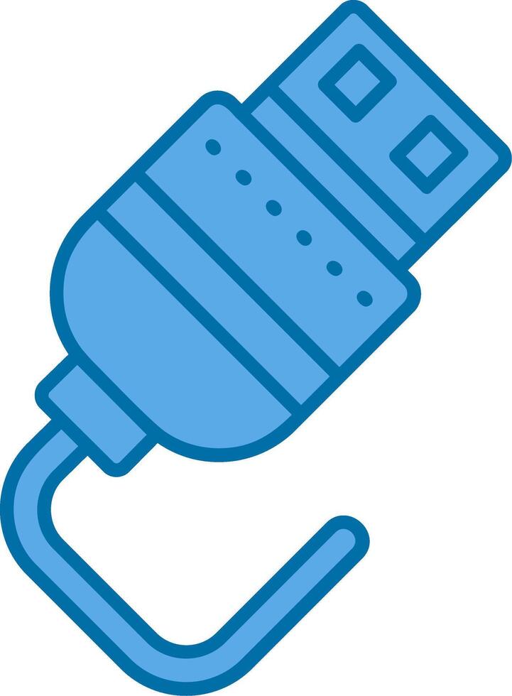USB blu linea pieno icona vettore