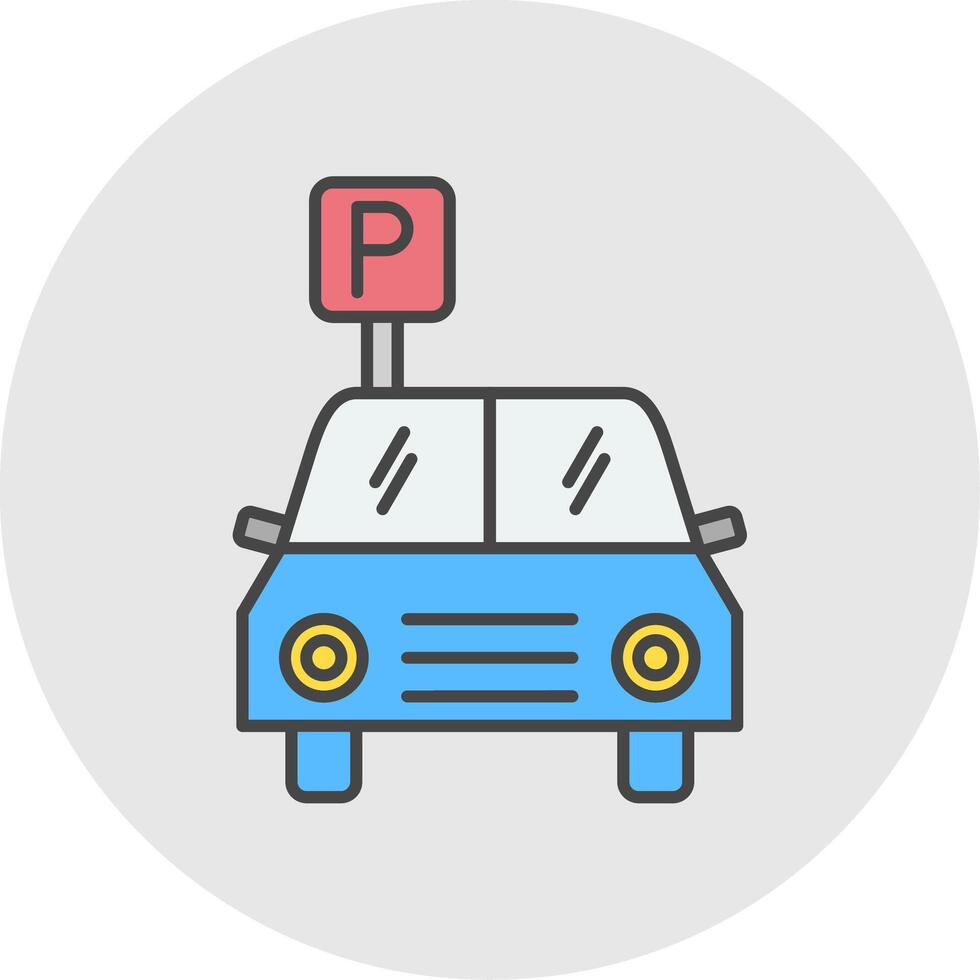 parcheggio linea pieno leggero cerchio icona vettore