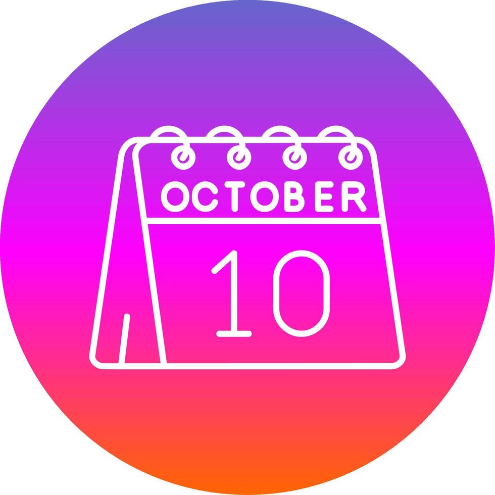 10 ° di ottobre linea pendenza cerchio icona vettore