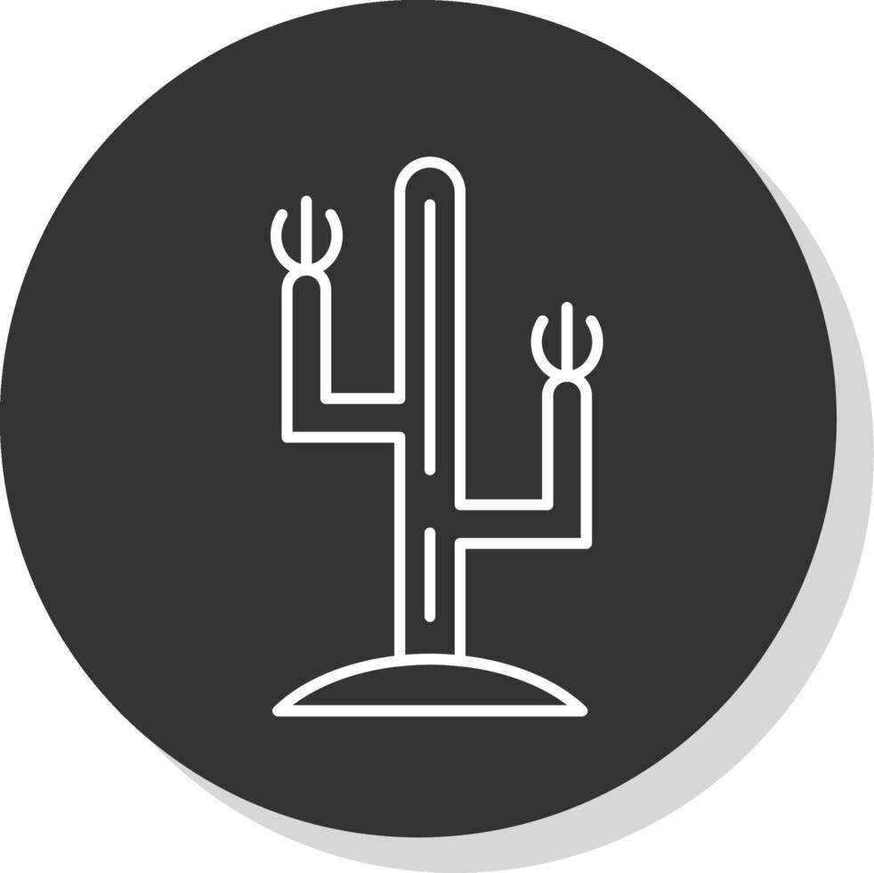 cactus linea grigio icona vettore