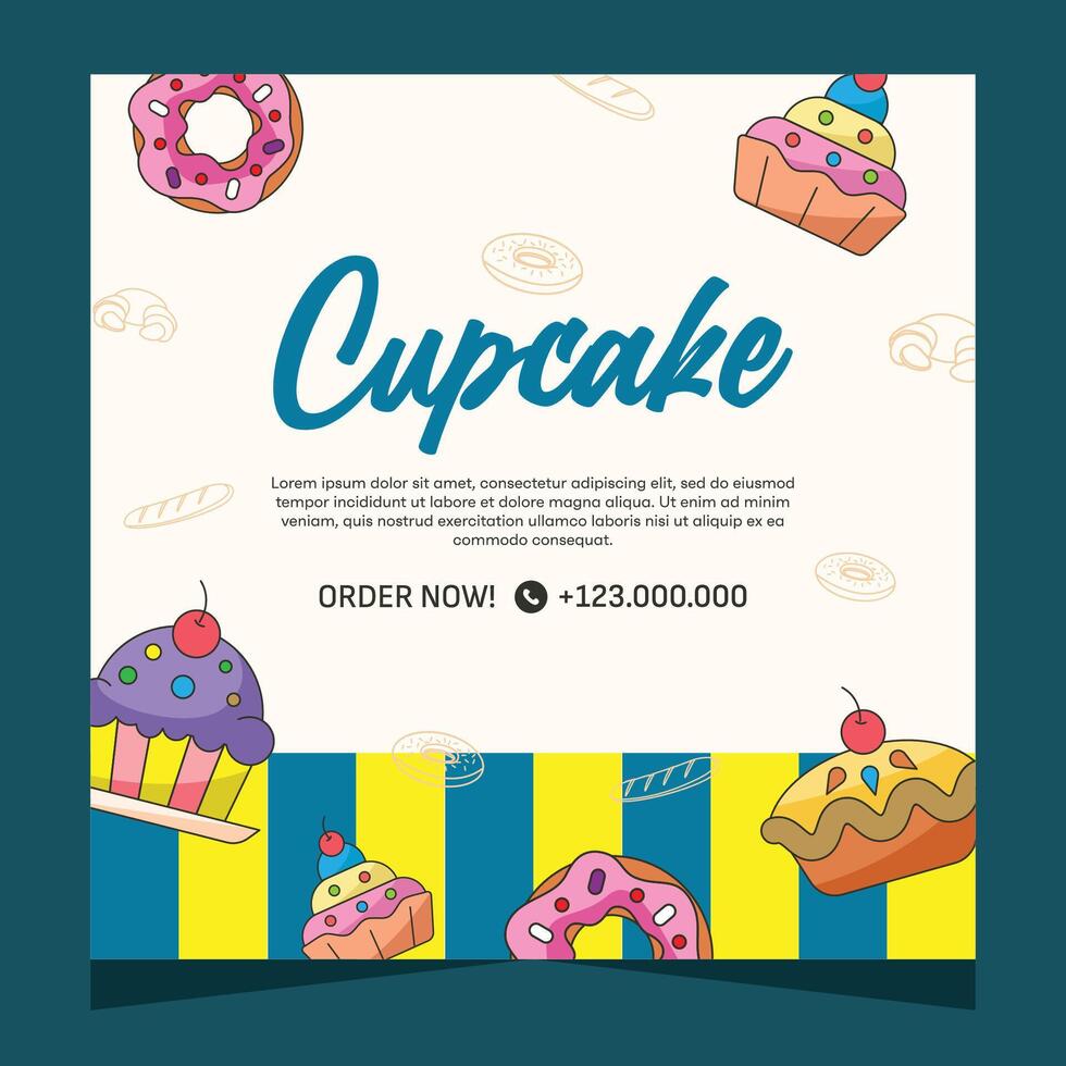 Cupcake piazza flayer modello o sociale media inviare vettore