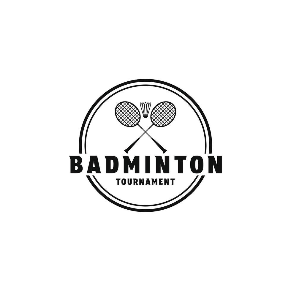 badminton club logo design concetto con emblema cerchio vettore