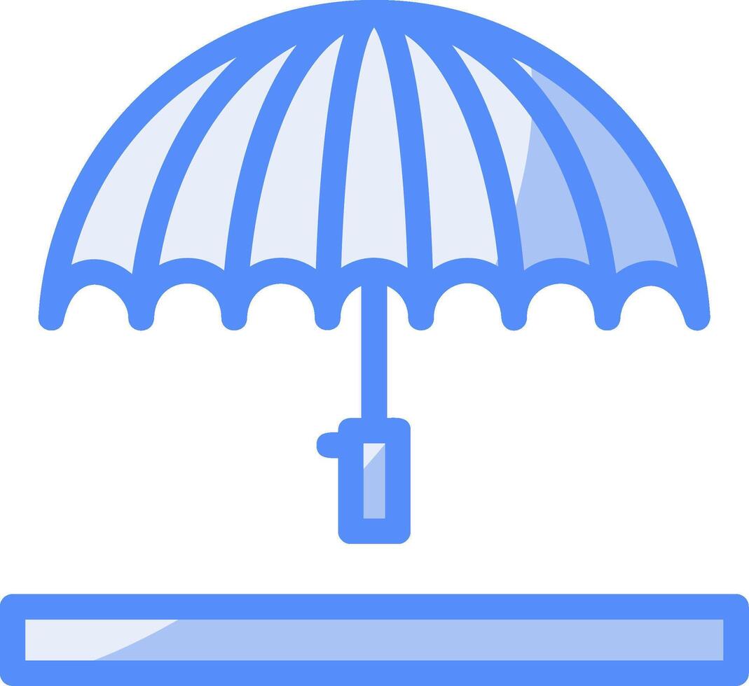 ombrello linea pieno blu icona vettore