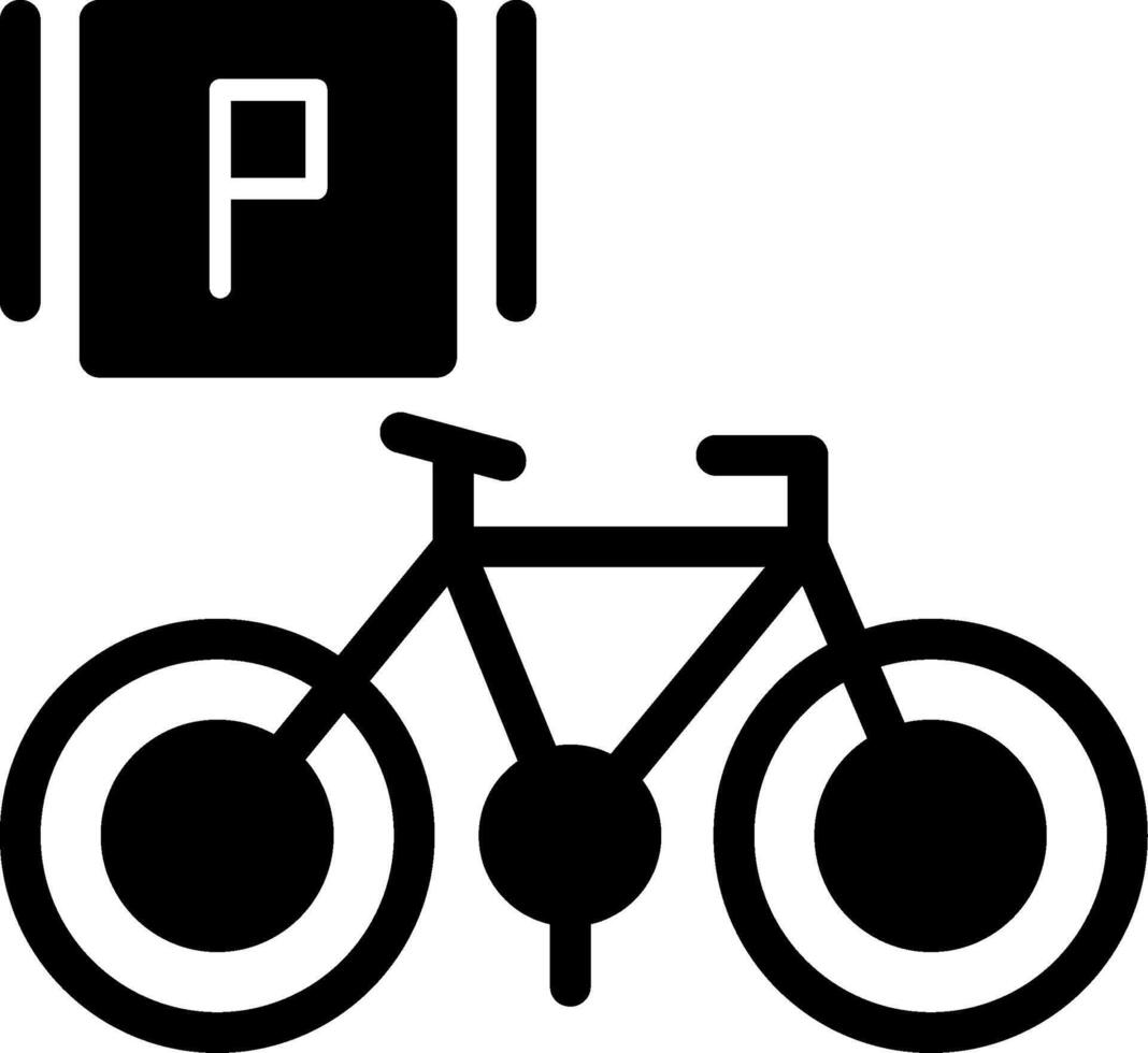 bicicletta parcheggio glifo icona vettore