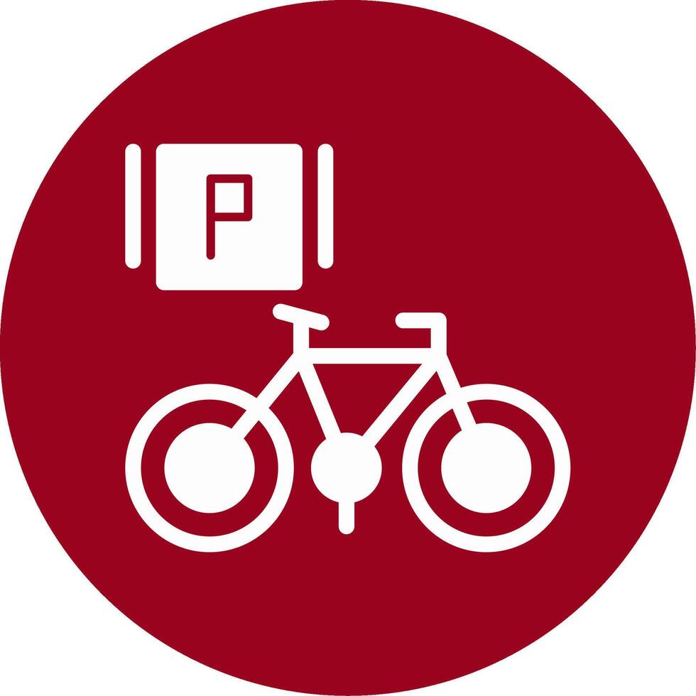 bicicletta parcheggio glifo cerchio icona vettore